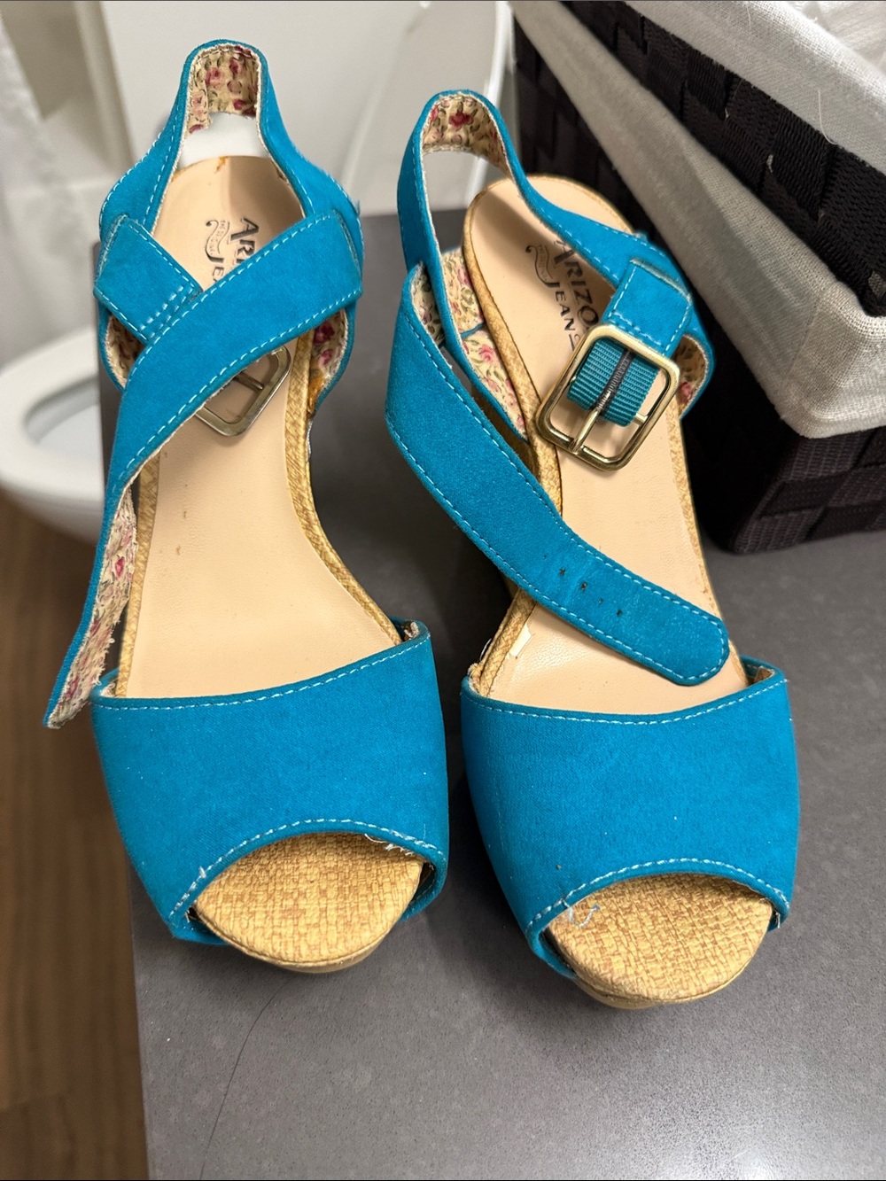 Women’s Turquoise Open-Toe Wedge Sandals